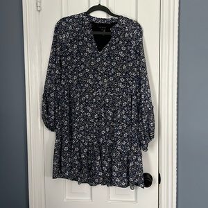 1. State Blue Floral Tiered Mini Flowy Bohemian V-neck Dress Size XS